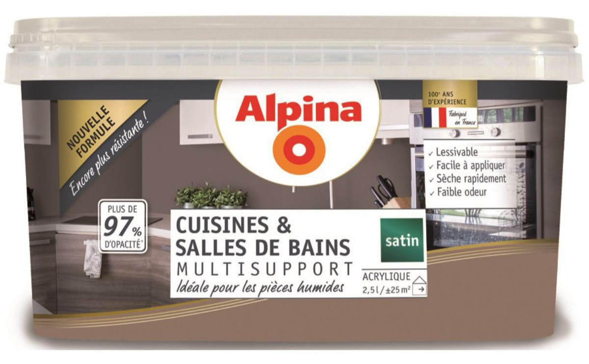Alpina Peinture acrylique Multisupports pour cuisine et salle de bain